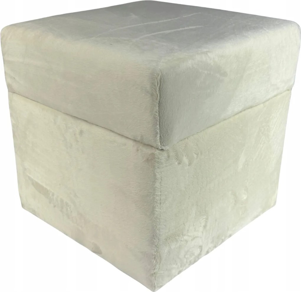 Négyzet alakú nyitható puff velvet minky bézs szín