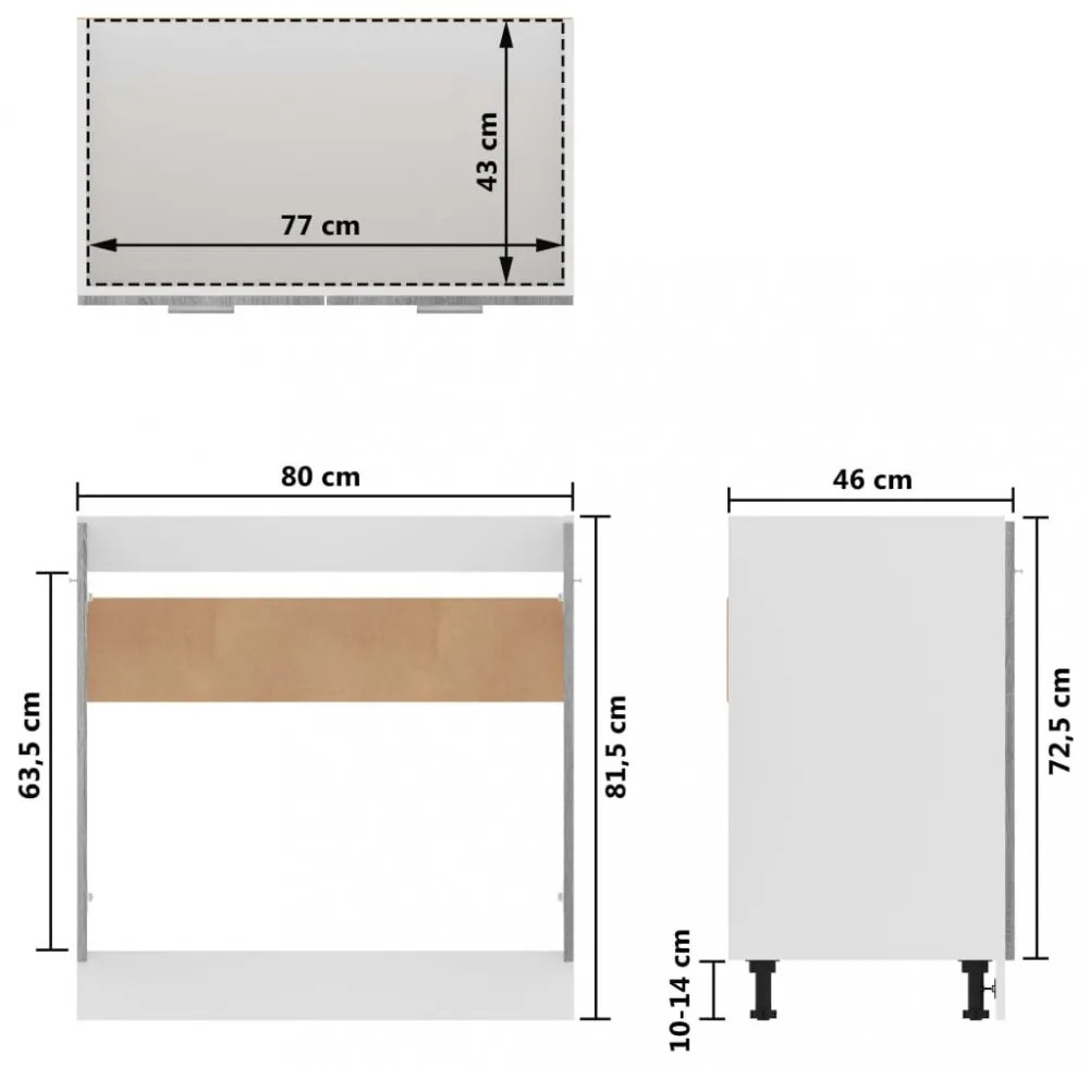 “Lyon” szürke sonoma színű szerelt fa mosogatószekrény