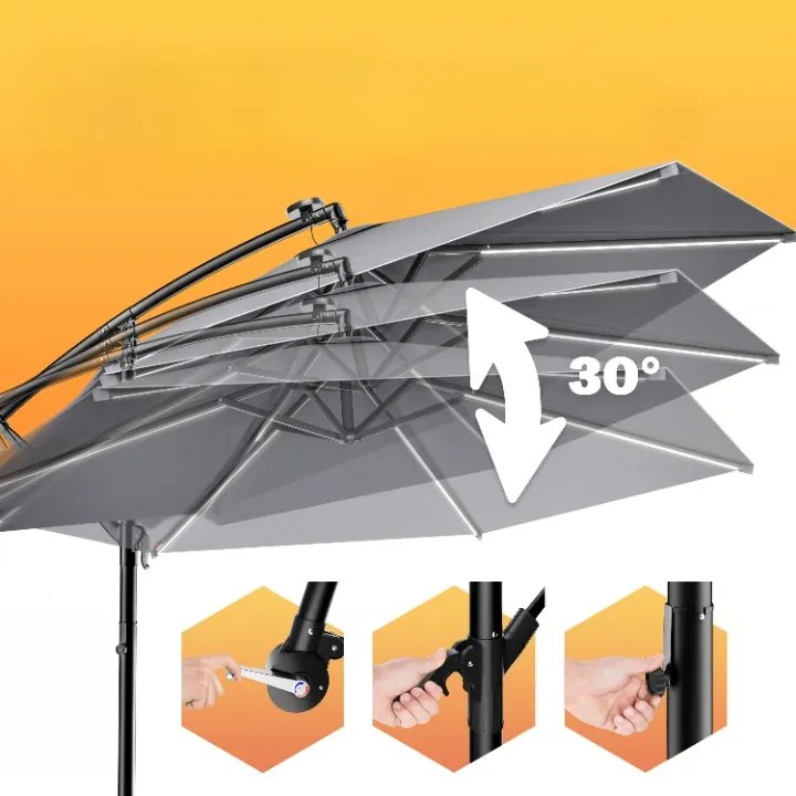 Deuba LED napernyő Mali Ø350 cm - antracit