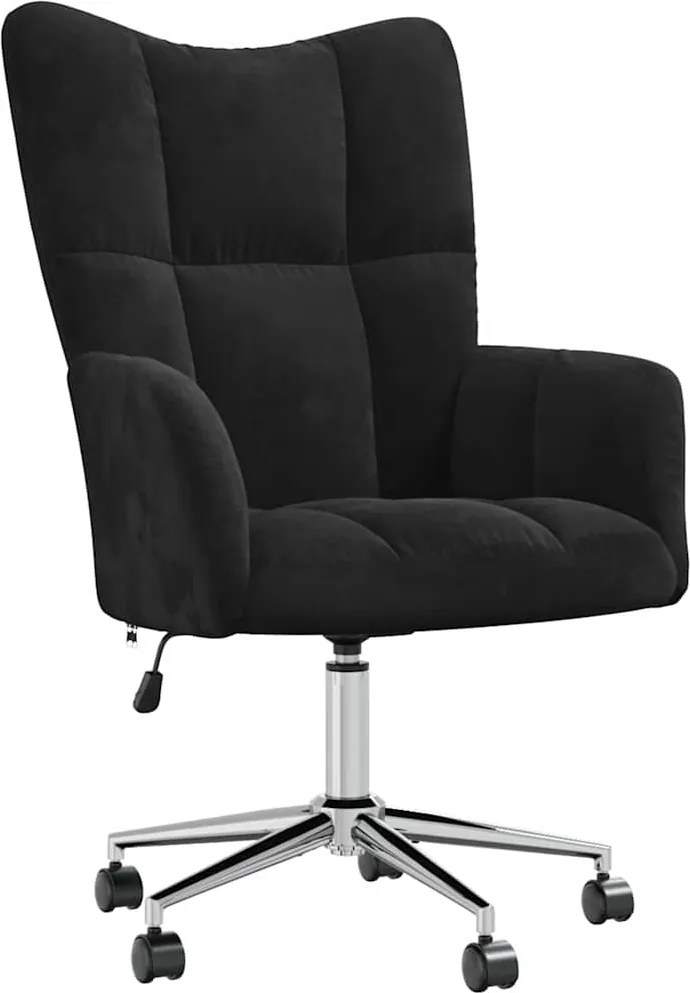 vidaXL Pihenőszék kerékkel Fekete 69 x 61,5 x 102 cm Bársony