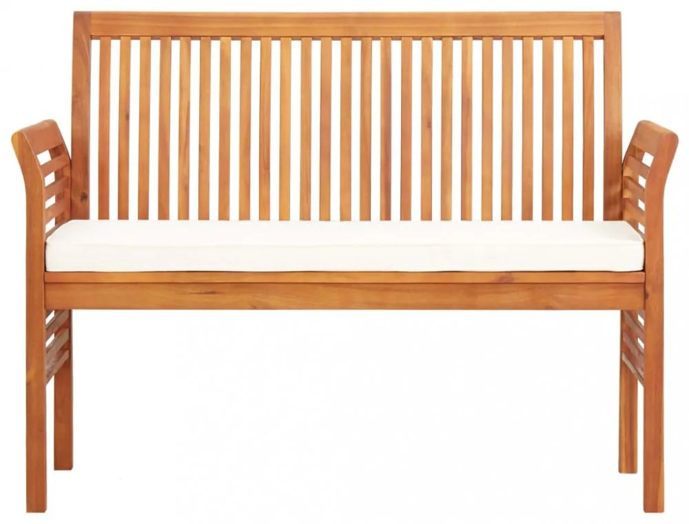 kétszemélyes tömör akácfa kerti pad párnával 120 cm