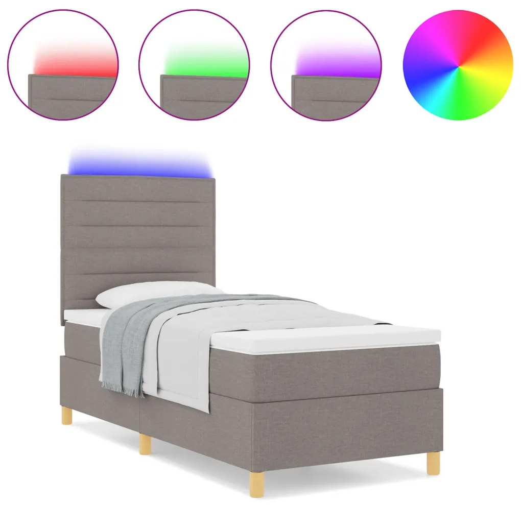 Box Spring Ágy Matraccal és LED-del Topszín 80x200 cm Szövet