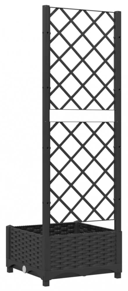 fekete kerti virágláda ráccsal 40 x 40 x 121,5 cm PP
