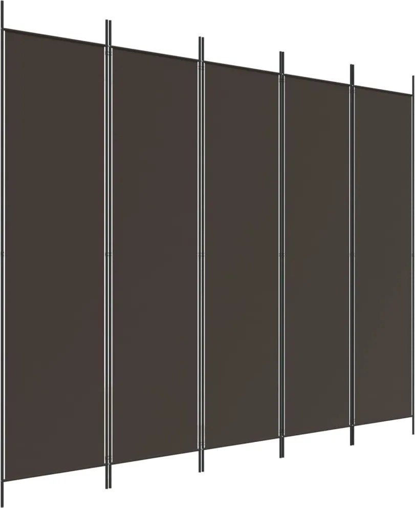 vidaXL 5 paneles barna szövet paraván 250x200 cm