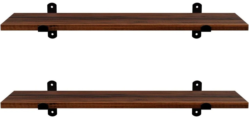 Falipolc készlet, 2 DB-os úszó dekoratív polc, 60x20x7 cm, barna és fekete
