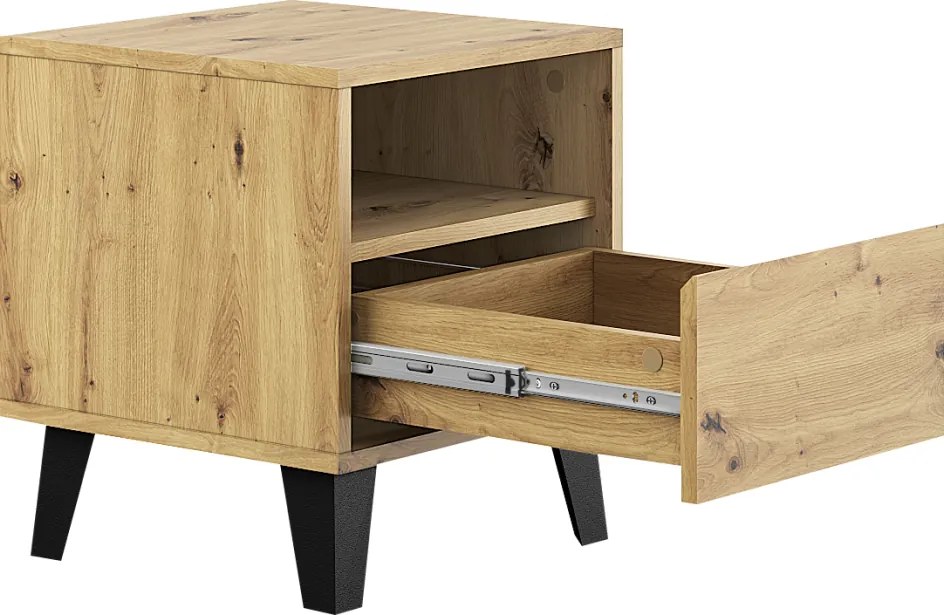 Éjjeliszekrény, artisan tölgy, BOGAN NEW 1S