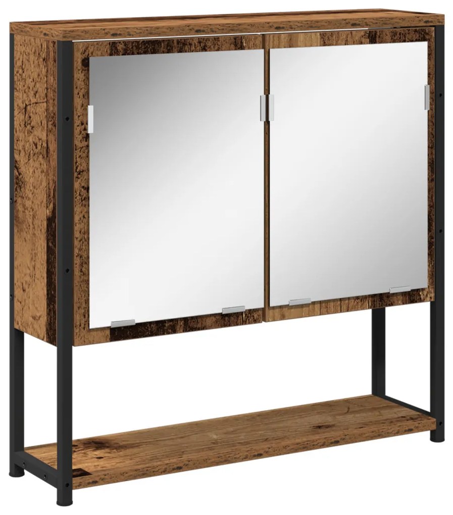 vidaXL Fürdőszoba bútor szett polcokkal ajtóval 3 pcs Öreg fa Faanyag