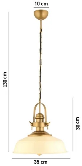 MONZA kábeles függőlámpa 1xE27/40W/230V, átm. 35 cm, krémszínű/bronzszínű