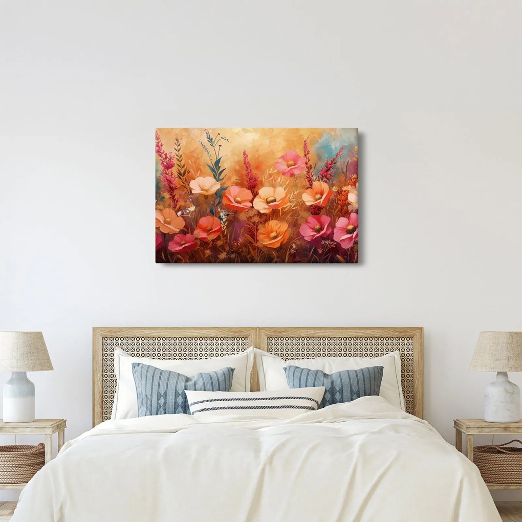 Kép - Virágos rét, festmény (90x60 cm)