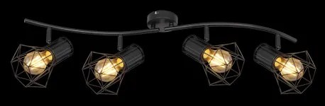 Globo 54017-4 Spotlámpa fém fekete rácsos búrával. HxSZxM:800x225x190, exkl. 4xE27 40W 230V