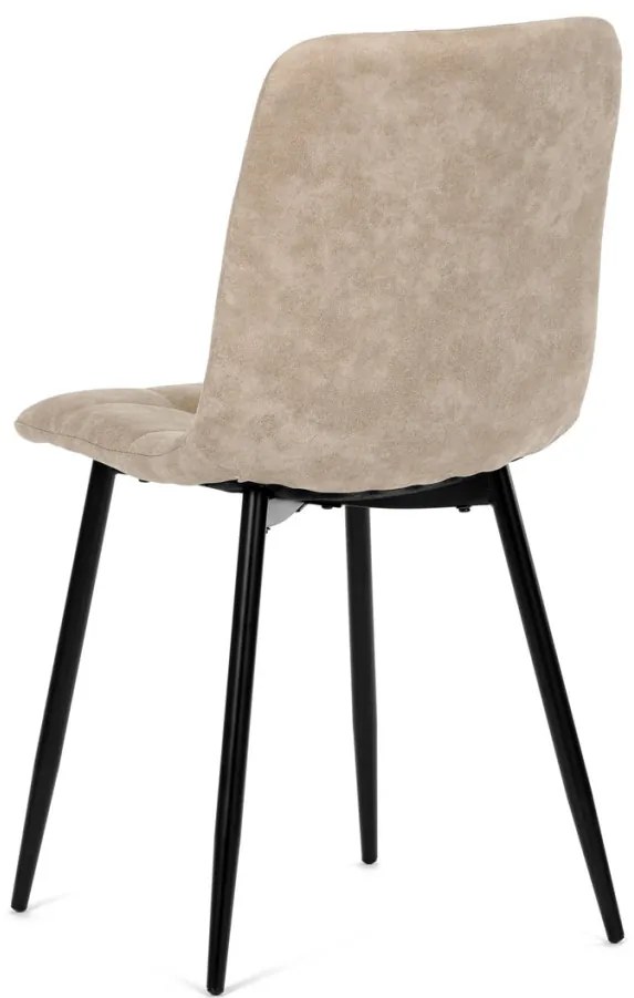 Scaun de sufragerie, material crem, picioare metalice negre