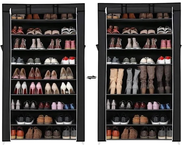 MATIS 88x160 cm fekete textilszekrény polcokkal