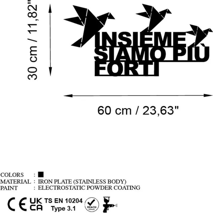 Insieme fém fali dekoráció, 60×30 cm