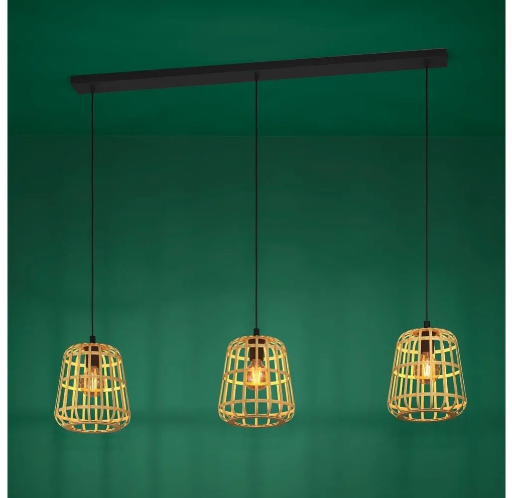 Eglo 390153 - Csillár zsinóron MONTEZUELO 3xE27/40W/230V bambusz