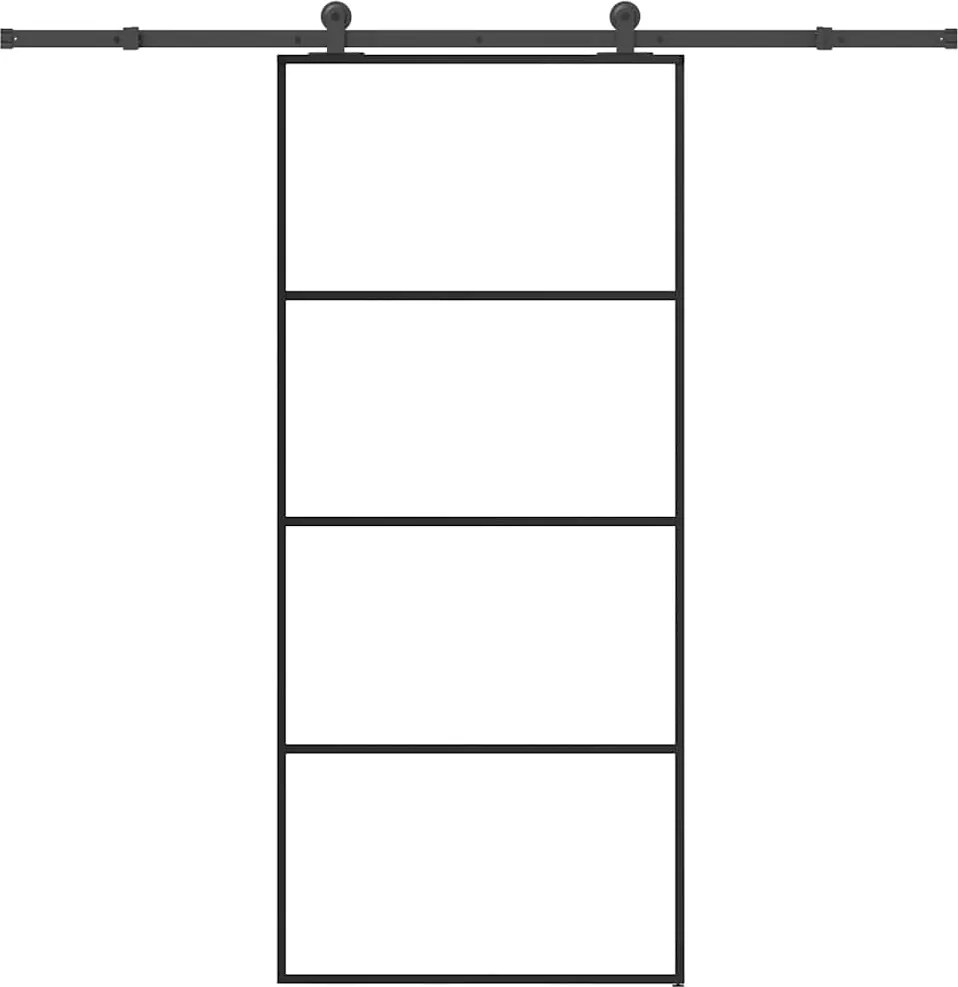 vidaXL ESG üveg és alumínium tolóajtó fémszerelvény-szettel 90x205 cm