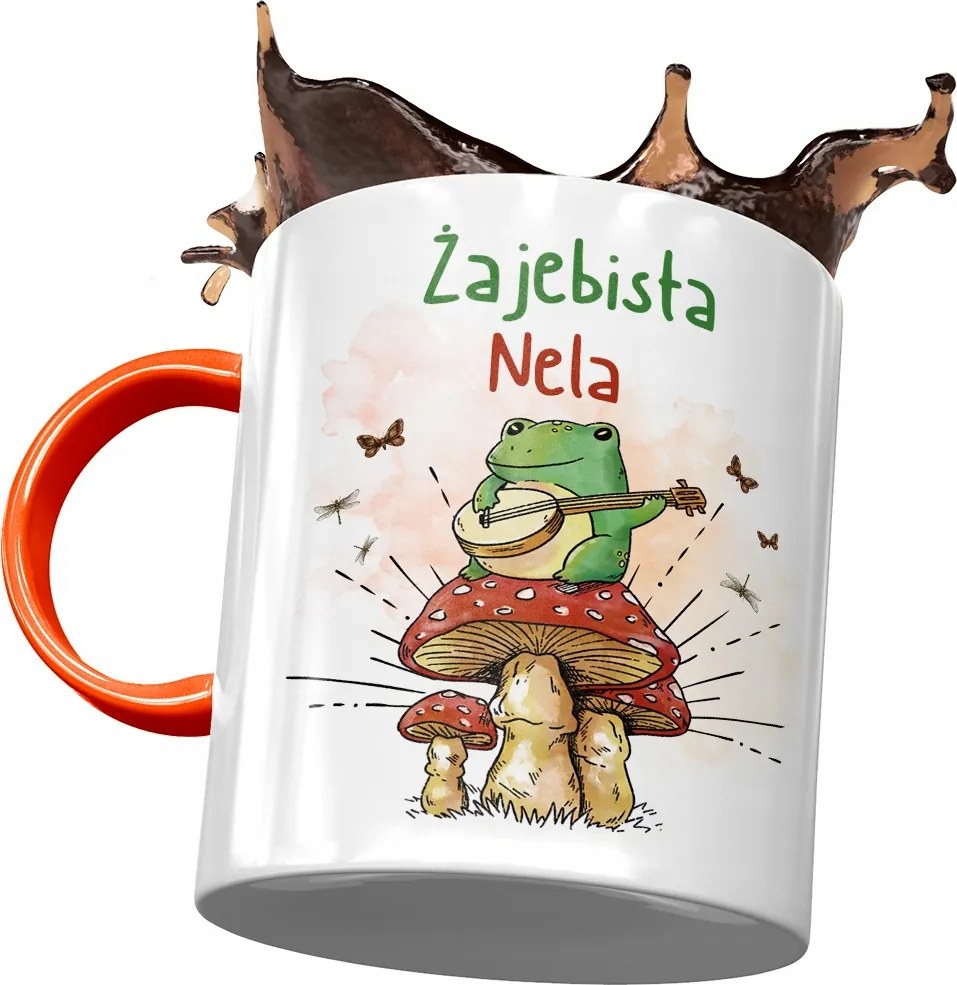 Narancssárga Bögre Neli Feleség Barátnő Ajándék Nyomtatott Fotóval