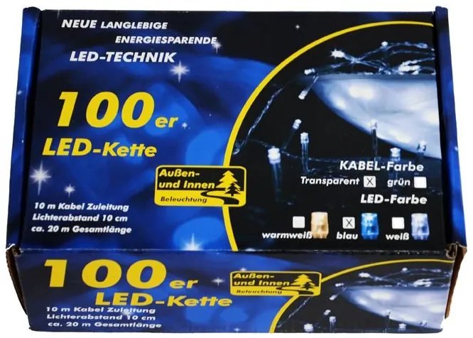 NEXOS Fényfüzér 100 LED Kék 9 m