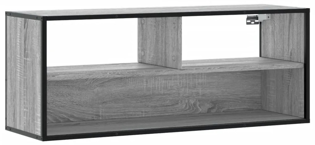 szürke sonoma színű szerelt fa és fém TV-szekrény 100x31x39,5cm