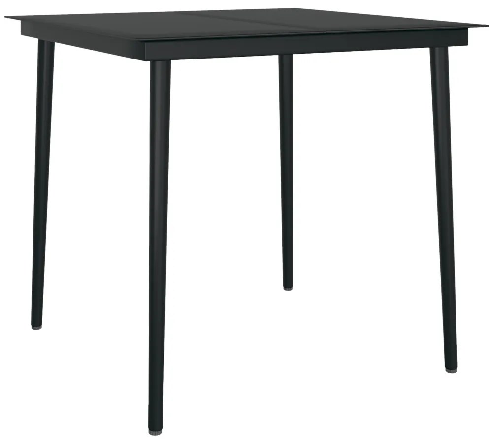 5 Részes Kert Étkező Készlet Fekete Polyrattan