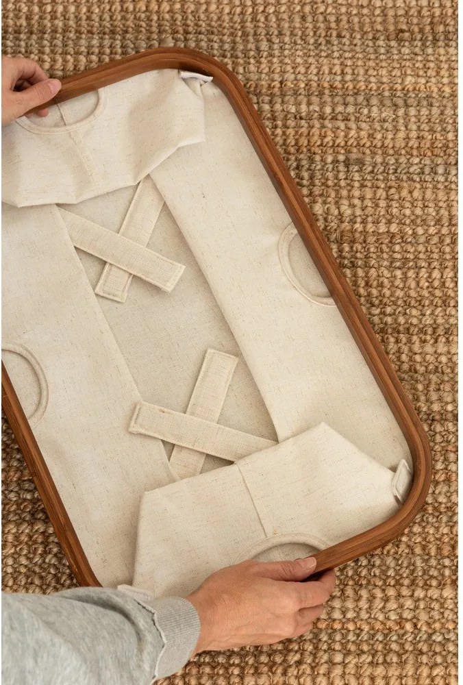 Krémszínű textil összecsukható szennyeskosár Bamboo/Linen – Bigso