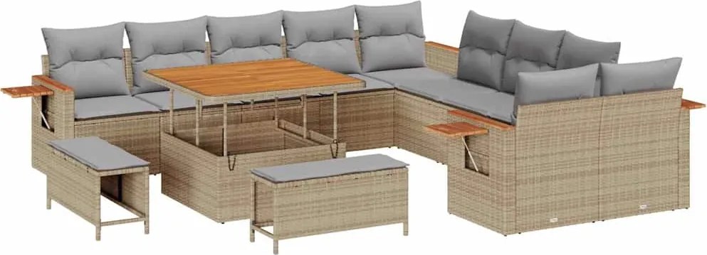 vidaXL Kerti Kanapé Szett párnával 13 pcs Beige és Világosszürke