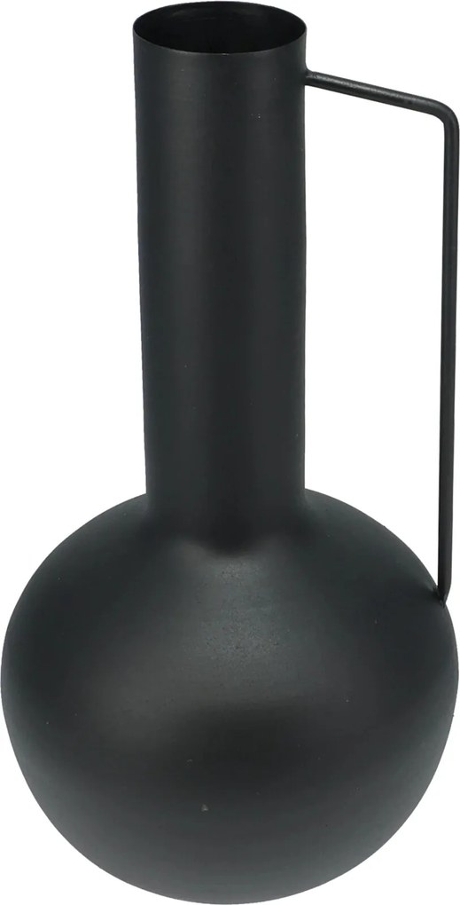 Kula matt fekete cink váza füllel (17x17x34,5 cm)