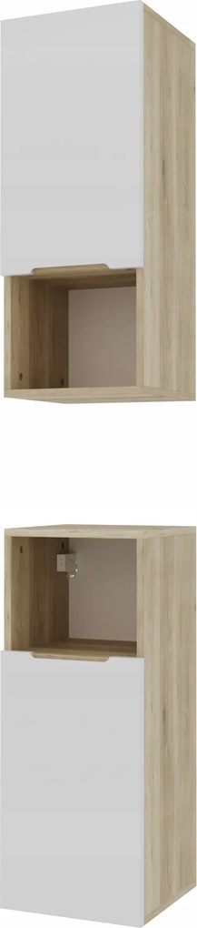 Oldalsó szekrény fehér 75x30x30 fürdőszobai akasztós fehér/tölgy, Omeble