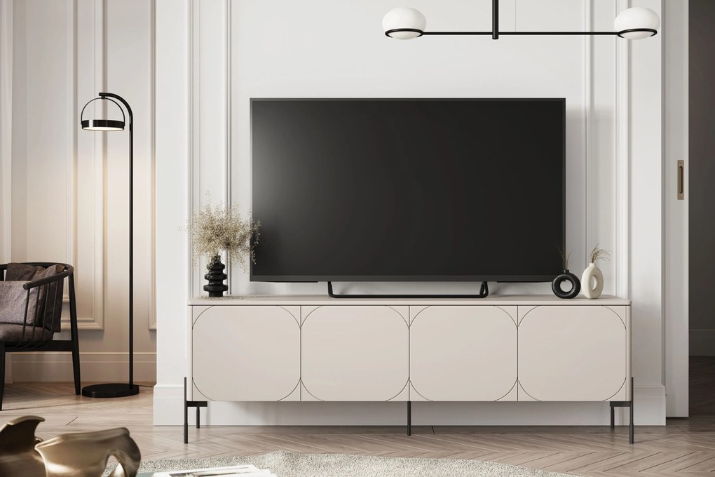 Sonatia 200 négyajtós TV-szekrény, fiókkal - kasmír