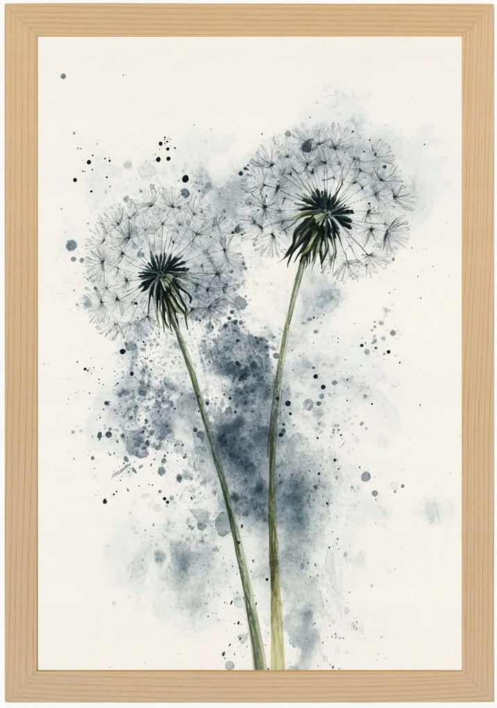 Poszter Keret Fa Akvarell Természet Kert Rét Virágok Pitypang 40x60