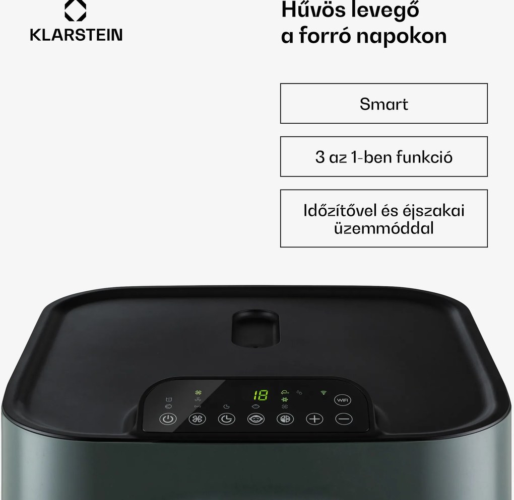 Klarstein Kraftwerk Eco Smart 11, légkondicionáló, 3 az 1-ben, 11.500 BTU, távirányító, applikációval vezérelhető