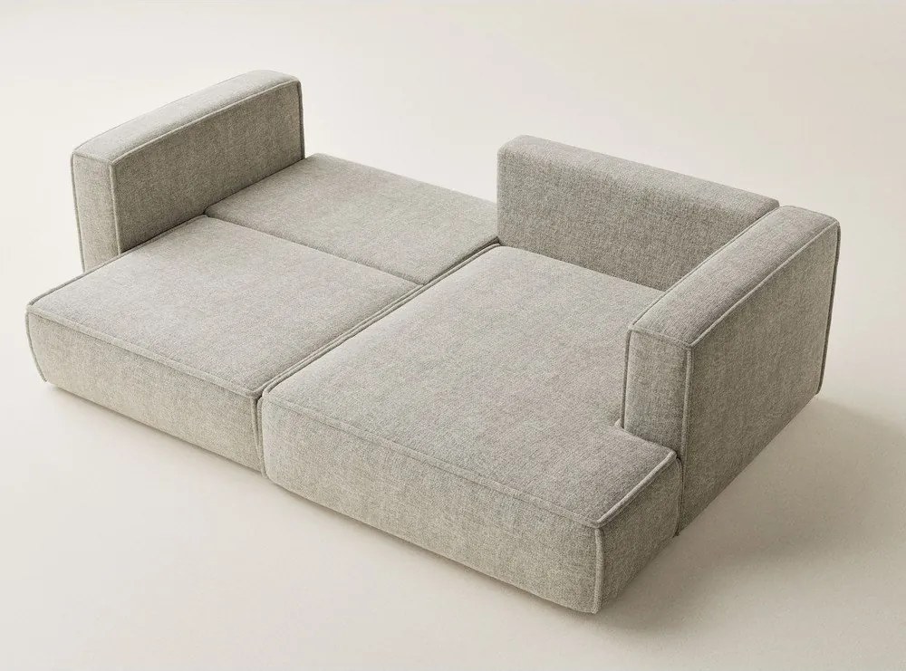 Bézs zsenília kinyitható-tárolóhelyes sarokkanapé (jobb oldali-heverő résszel) Velto – Maison de Rêve