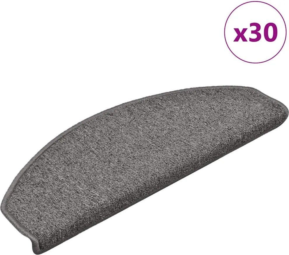 vidaXL 30 db sötétszürke, félkör alakú, nagy lépcsőszőnyegek 65 x 24 x 4 cm