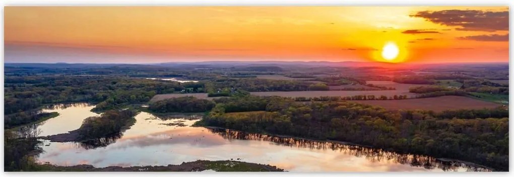 Poszterek 200x66 Folyó erdő naplemente