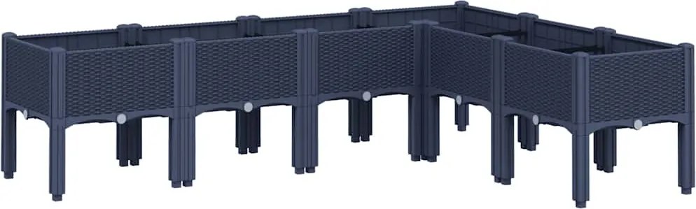 vidaXL kékszürke PP rácsos kerti ültetőláda 160 x 120 x 42 cm