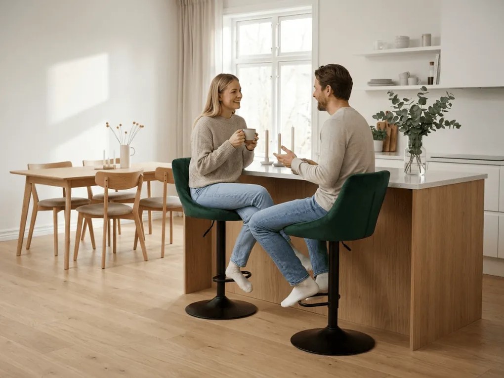 Zöld bárszék KAST VELVET fekete lábbal