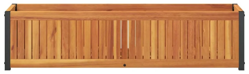 tömör akácfa és acélkerti virágtartó 110 x 30 x 27,5 cm