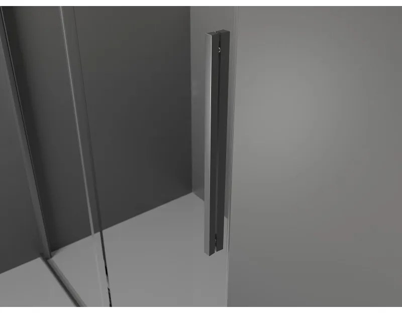 Mexen Velar, zuhanykabin tolóajtóval 160 x 75 cm, 8mm átlátszó üveg, polírozott grafit, 871-160-075-01-95