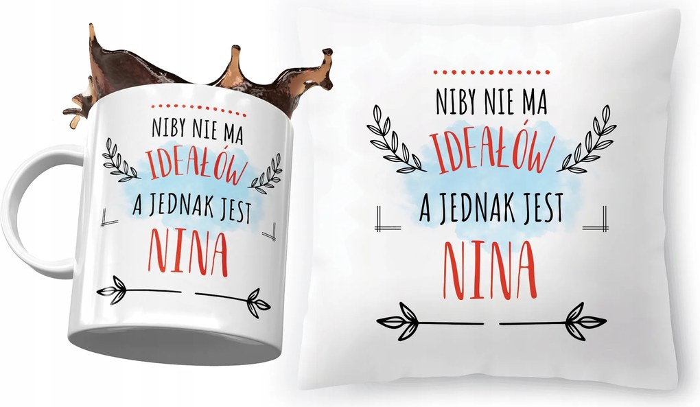 Nina párna ajándék bögre szett fényképes nyomtatással