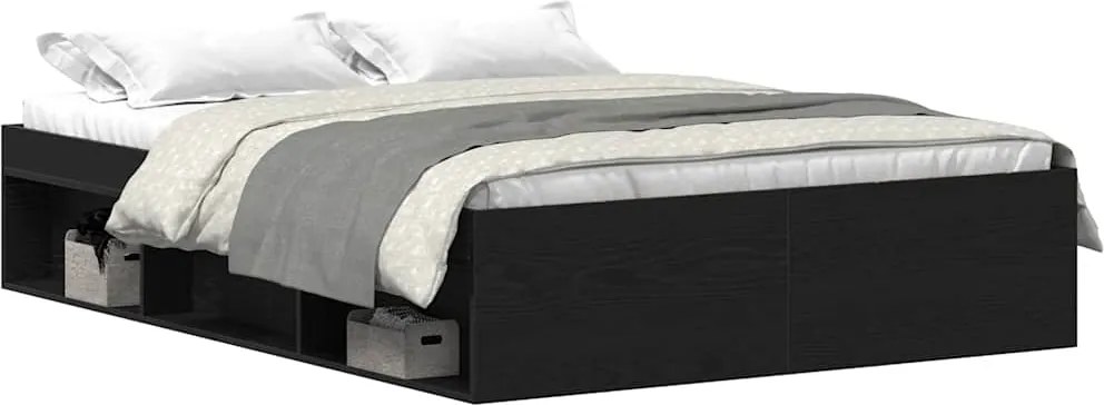 vidaXL fekete tölgy szerelt fa ágykeret matrac nélkül 135x190 cm