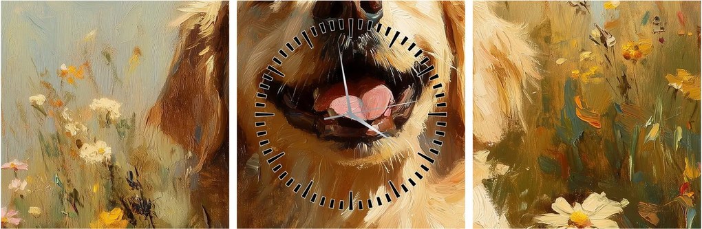 Kép - Boldog kutyus (órával) (90x30 cm)