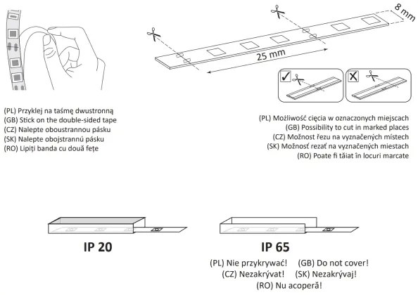 LED szalag 5m, 36W, 12V, 4000K, semleges fehér fény
