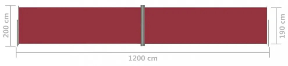piros behúzható oldalsó napellenző 200 x 1200 cm