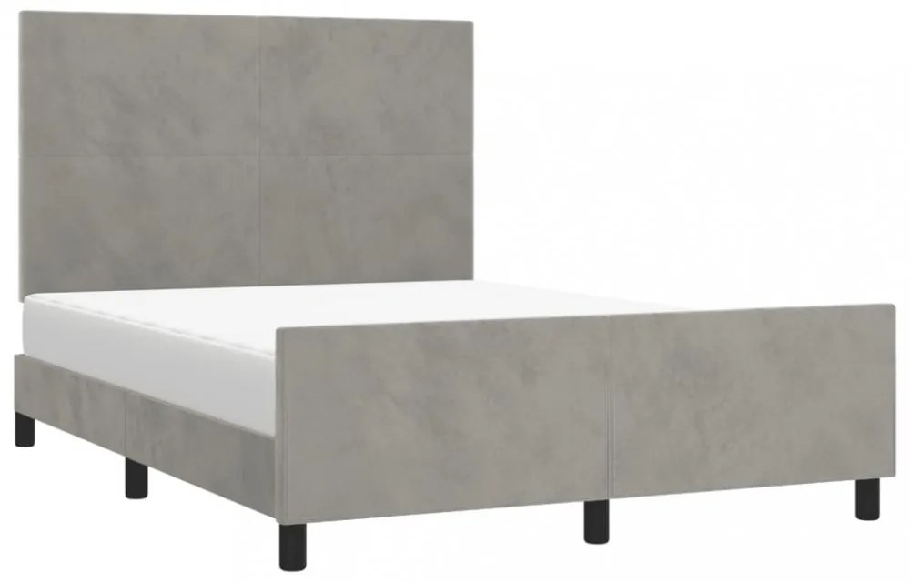 világosszürke bársony ágykeret matrac nélkül 140x200 cm