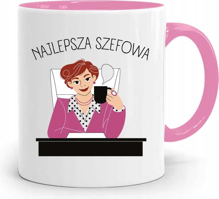 Rózsaszín Bögre Ajándék Főnöknek Legjobb Főnöknő fényképes nyomtatással