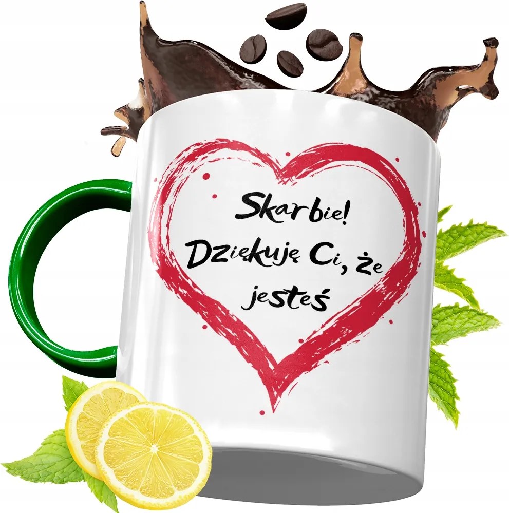 Zöld Bögre Valentin Napra Szerelmeseknek fényképes nyomtatással