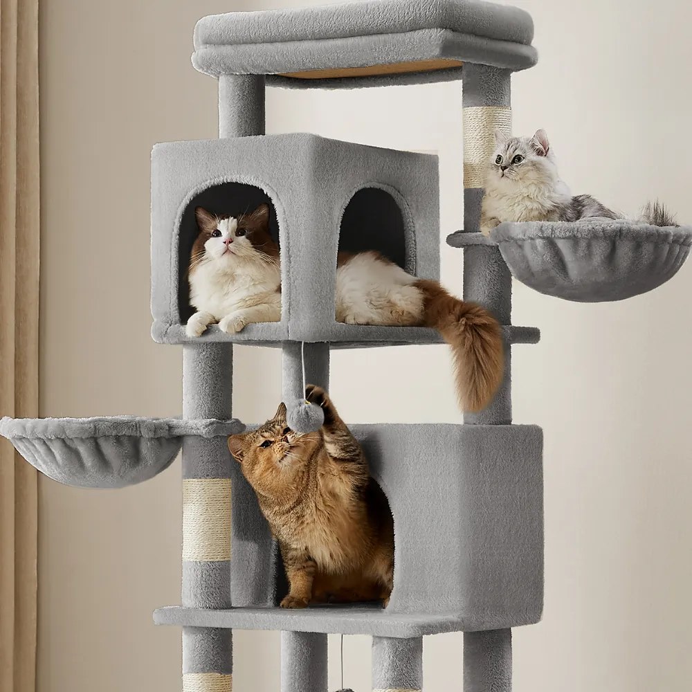 TRISTAN macskafa, 57x45x175 cm, szürke Feandrea