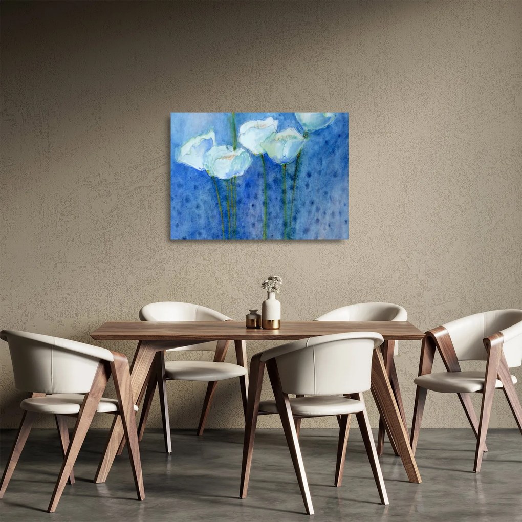 Kép - fehér tulipán (üvegen) (70x50 cm)