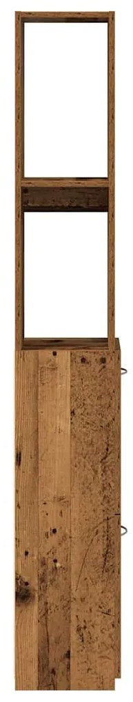 Antik fa színű szerelt fa fürdőszobaszekrény 25x25x170 cm