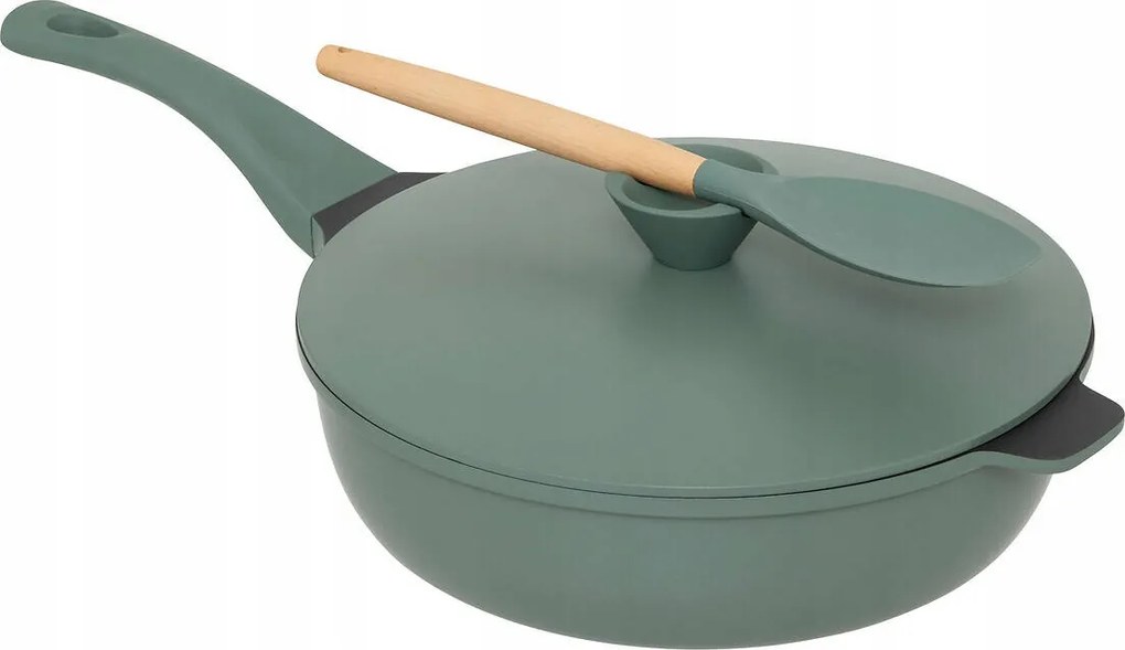 Serpenyő Fedővel És Párolóbetéttel 4DB-OS Szett Zöld