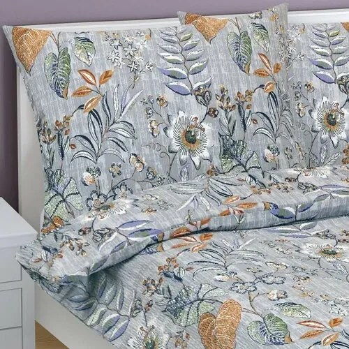 Bellatex Levelek krepp ágyneműhuzat lila, 140 x 200 cm, 70 x 90 cm, 140 x 200 cm, 70 x 90 cm